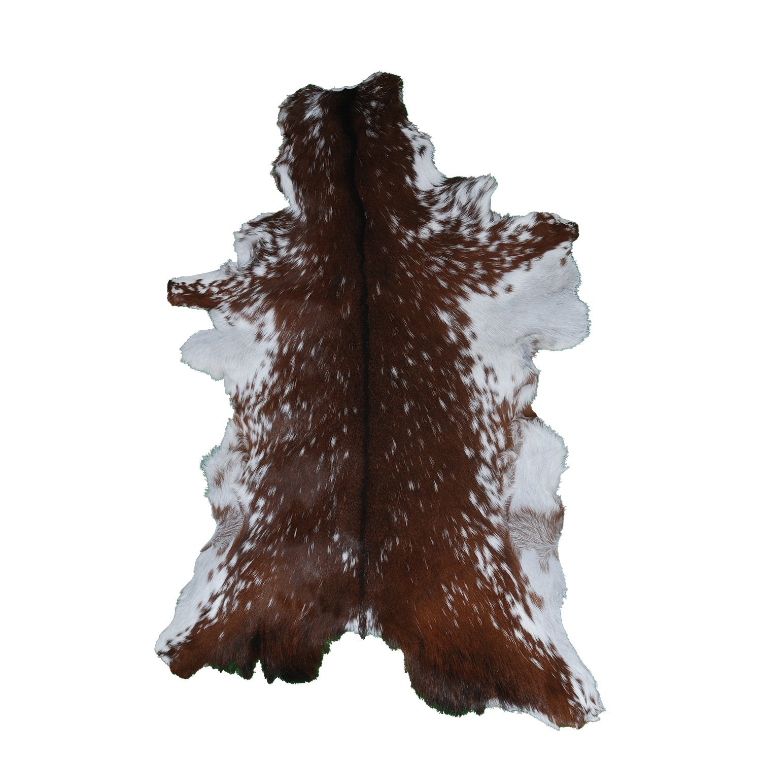 Luxury Brown & White Goat Skin Rug - Premium Hair-On Hide Rug with Unique Patterns, Non-Slip Suede Back, Sustainable - Eco-Friendly