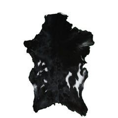 Authentic Hair-On Goat Skin Rug - Black and White Pattern for Luxe Décor