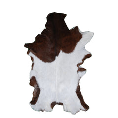 Luxury Brown and White Goat Hide Rug - Natural Premium Hair-On Goat Skin Rug - Handcrafted Eco-Friendly Home Decor