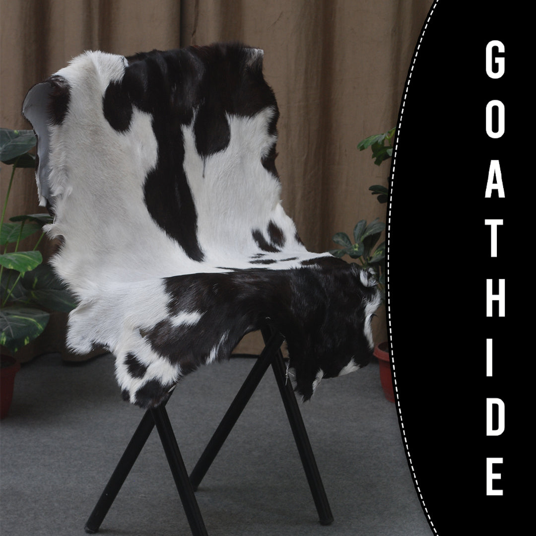 Luxury Black & White Goat Skin Rug Wall Decor - Natural Hair On Leather, Soft and Hypoallergenic - Sustainable Eco-Friendly Home Accent - Celestial Leather Limited