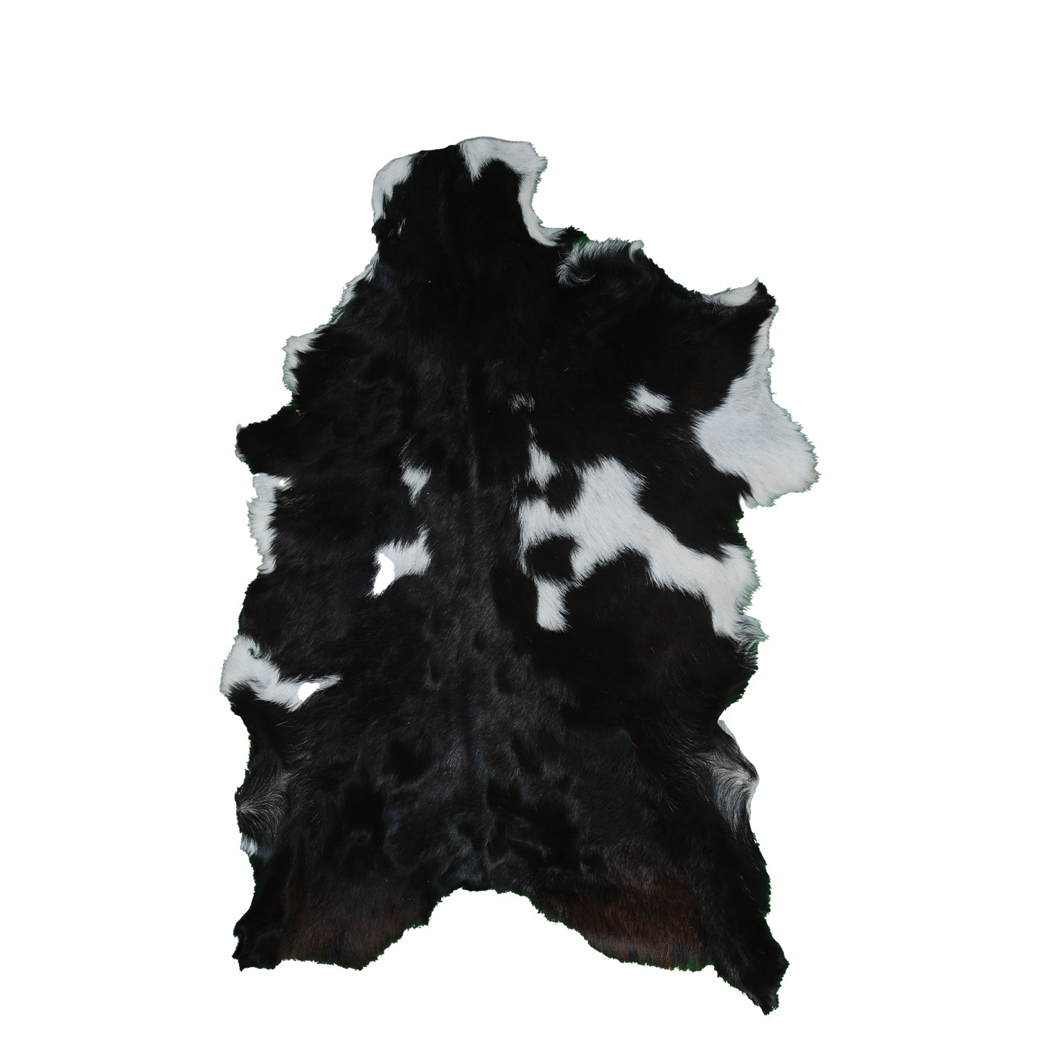 Elegant Black and White Goat Hide Rug - Perfect Accent for Any Room