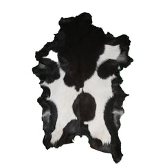 Authentic Hair-On Goat Skin Rug - Black and White Pattern for Luxe Décor