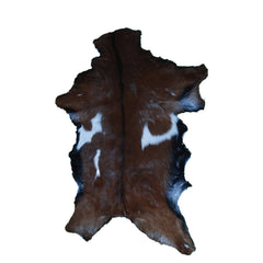 Luxurious Brown & White Goat Hide Rug - Premium Hair-On Skin Rug for Elegant Home Decor