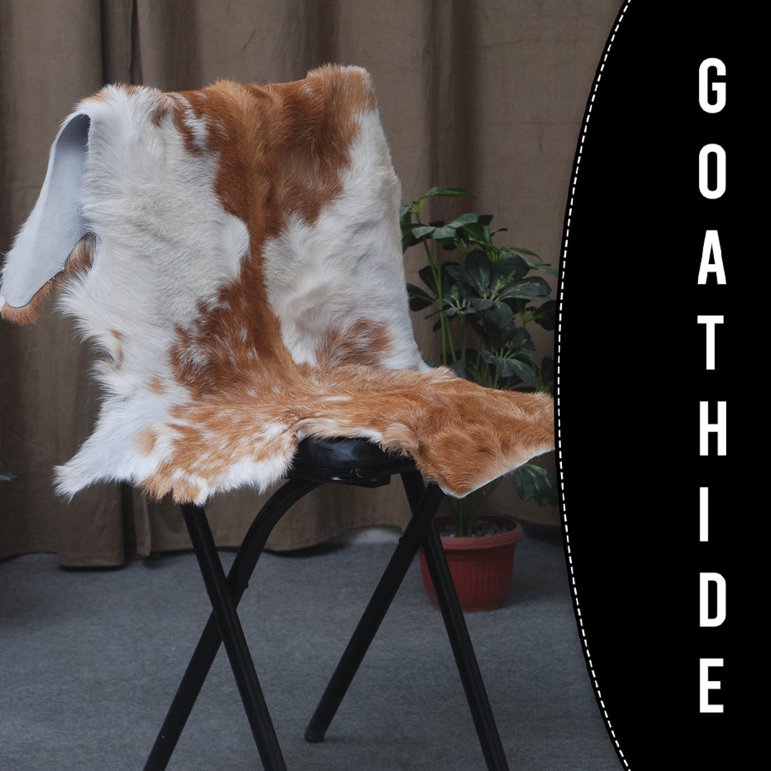Luxury Brown & White Goat Hide Rug - Premium Hair-On Goat Skin Rug for Home Decor - Accent Pieces - Eco-Friendly and Hypoallergenic Rug - Celestial Leather Limited
