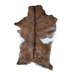 Natural Hair-On Dark Brown Goat Skin Rug - Elegant and Durable for Any Room