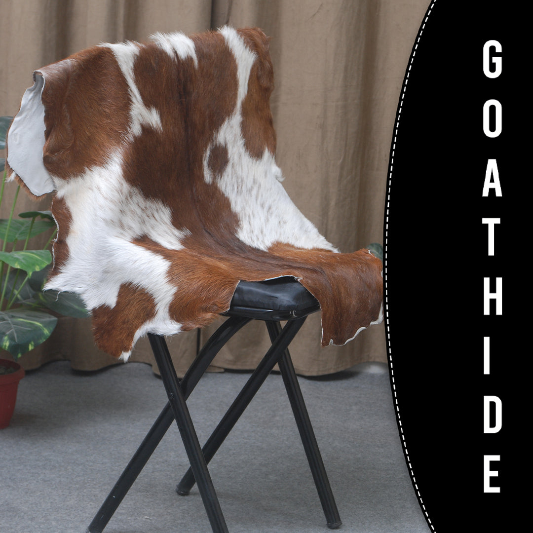 Luxurious Handmade Dark Brown & White Goat Skin Rug - Soft, Durable, Non-Shedding, Eco-Friendly - Unique Statement Piece for Home Décor - Celestial Leather Limited