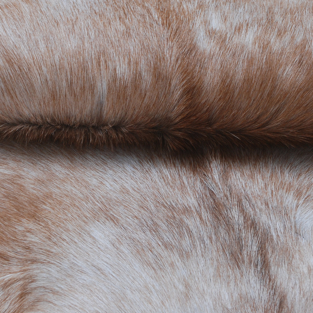 Premium Brown and White Goat Hide Rug - Natural, Handcrafted, Non-Slip Suede Back, Eco-Friendly & Sustainable - Hypoallergenic - Celestial Leather Limited