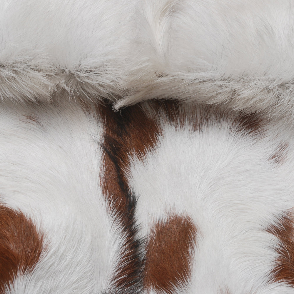 Luxurious Brown and White Goat Hide Rug | Handcrafted Premium Goatskin Rug - Sustainable, Eco-friendly, Hypoallergenic, Non-slip Suede Back - Celestial Leather Limited