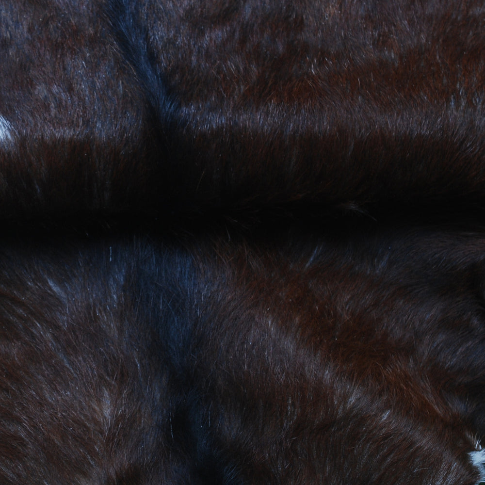 Luxury Dark Brown & White Goat Skin Rug - Durable, Hypoallergenic, Non-Shedding, Eco-Friendly - Enhance Your Home with Natural Beauty - Celestial Leather Limited