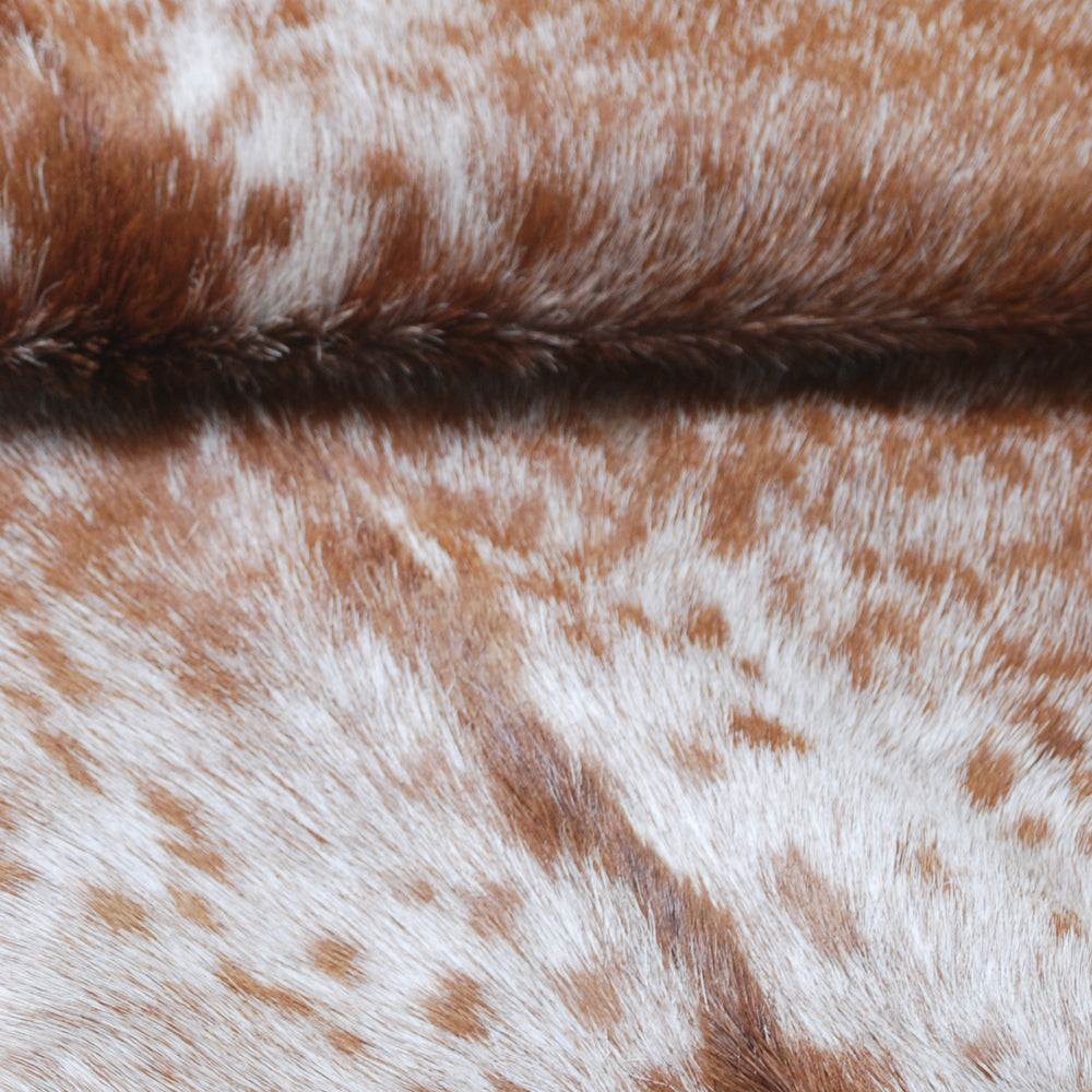 Luxury Brown and White Goat Hide Rug - Handpicked Premium Natural Goat Skin Rug with Unique Patterns and Non-Slip Suede Back - Celestial Leather Limited