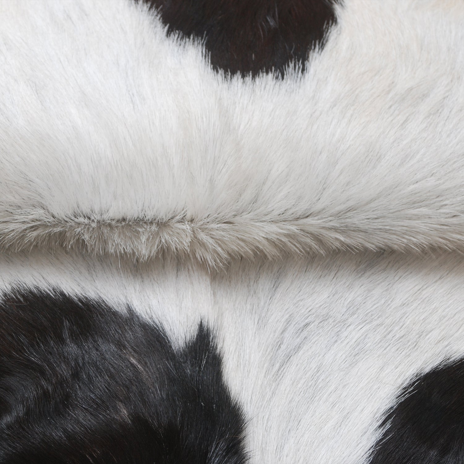 Luxurious Black and White Goat Skin Rug - Natural Hair-On Leather for Home Styling