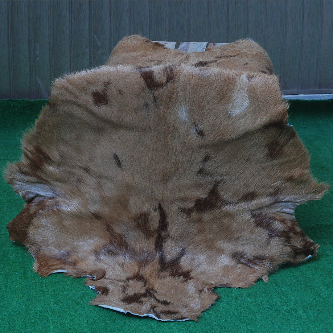 Natural Tri-Color Goat Hide Rug - Luxurious Accent for Rustic and Modern Spaces