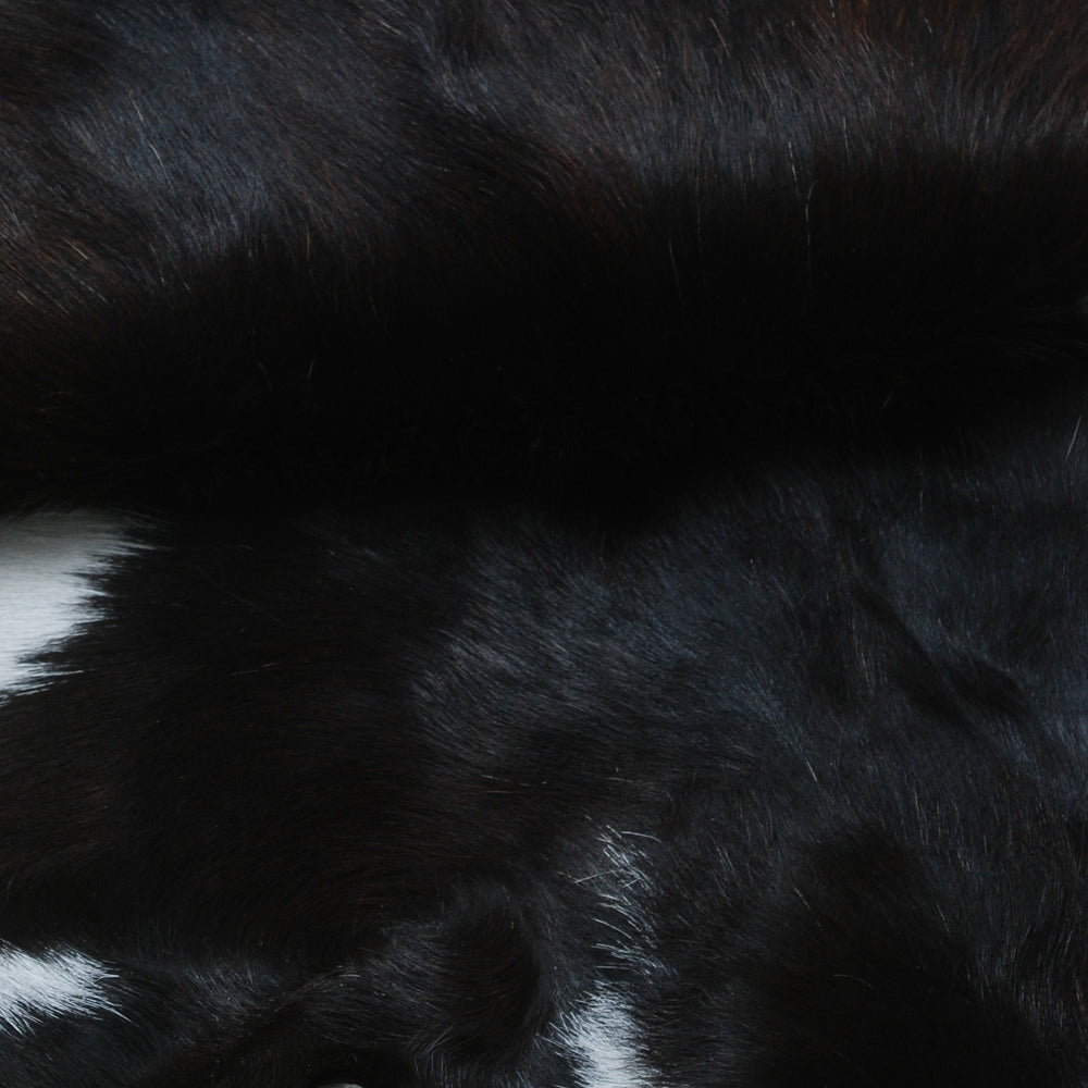 Luxury Black & White Genuine Goat Hide Rug | Premium Hair-On Skin Rug with Non-Slip Suede Back | Eco-Friendly - Sustainable - Celestial Leather Limited