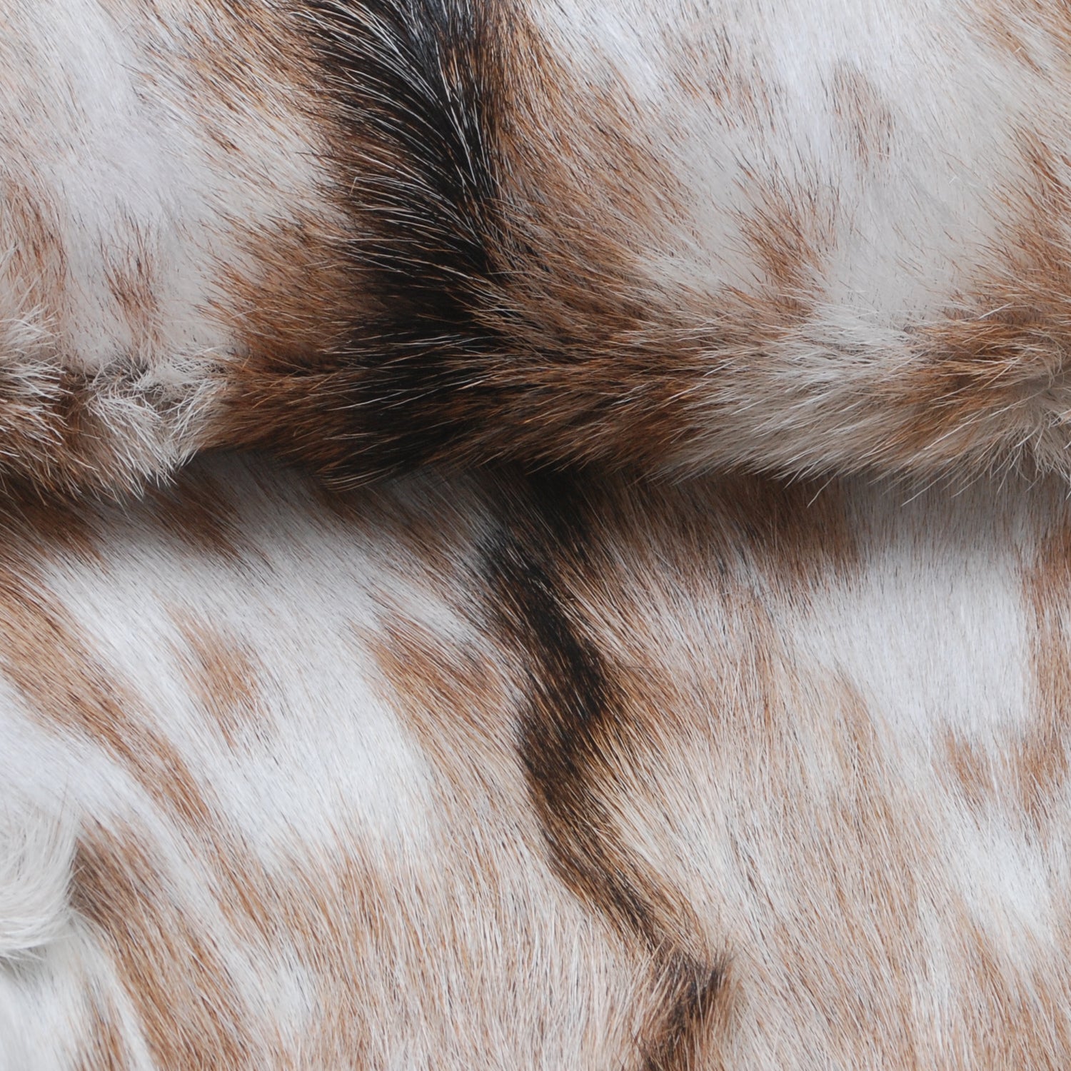 Premium Brown and White Goat Skin Rug - Genuine Hair-On Leather for Rustic Décor