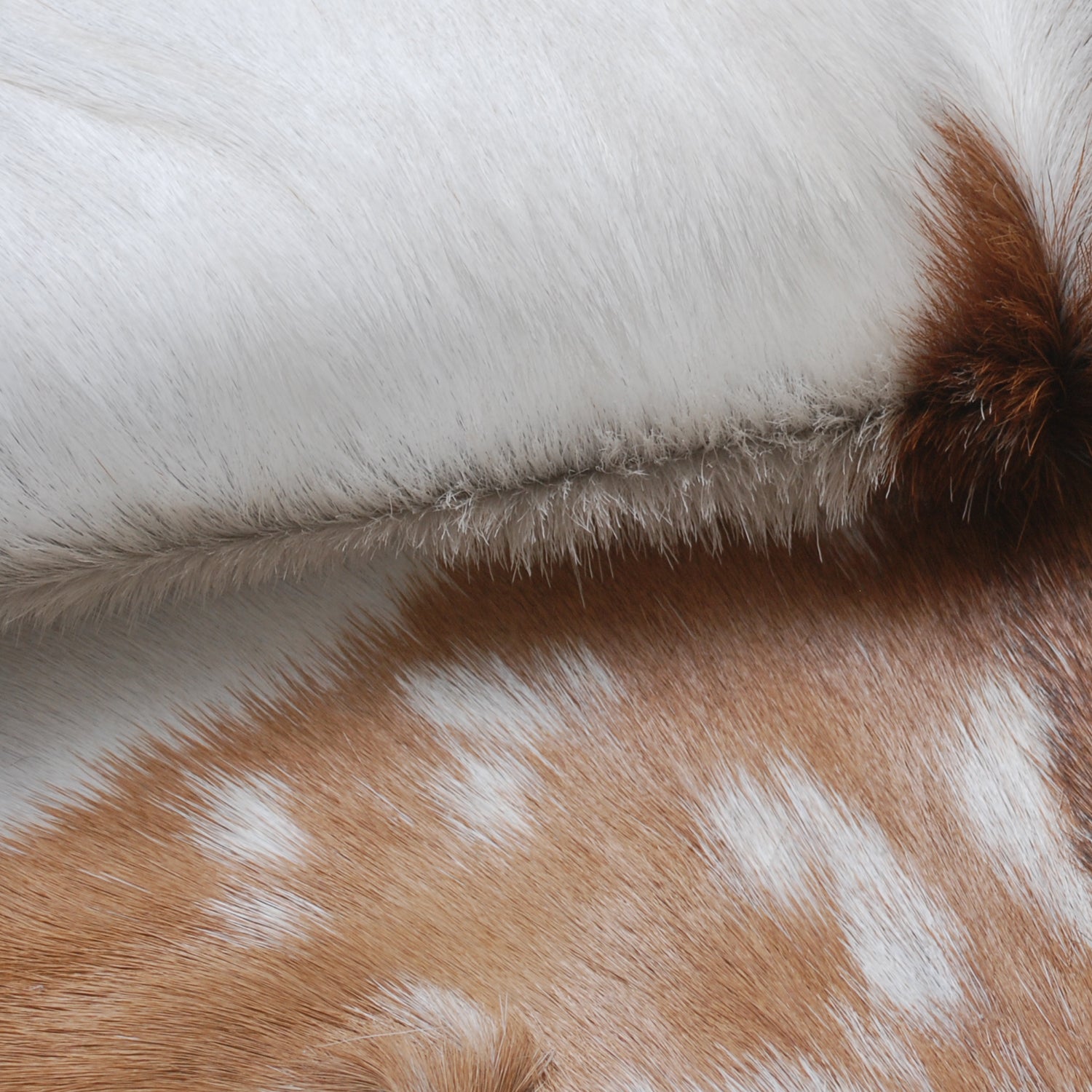 Rustic Brown and White Goat Skin Rug - Unique Pattern for Modern and Classic Décor