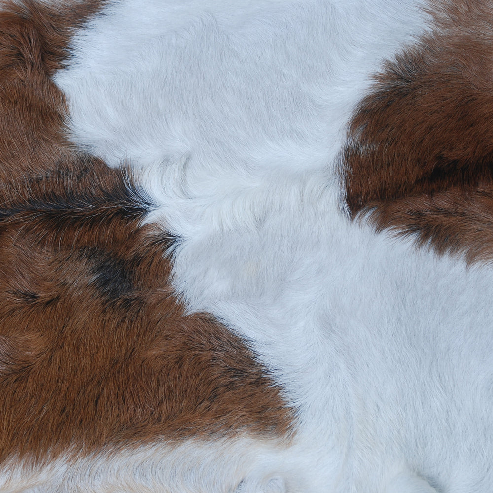 Premium Handcrafted Brown and White Goat Skin Rug - Luxury Hair-on Goatskin Rug for Elegant Spaces - Celestial Leather Limited