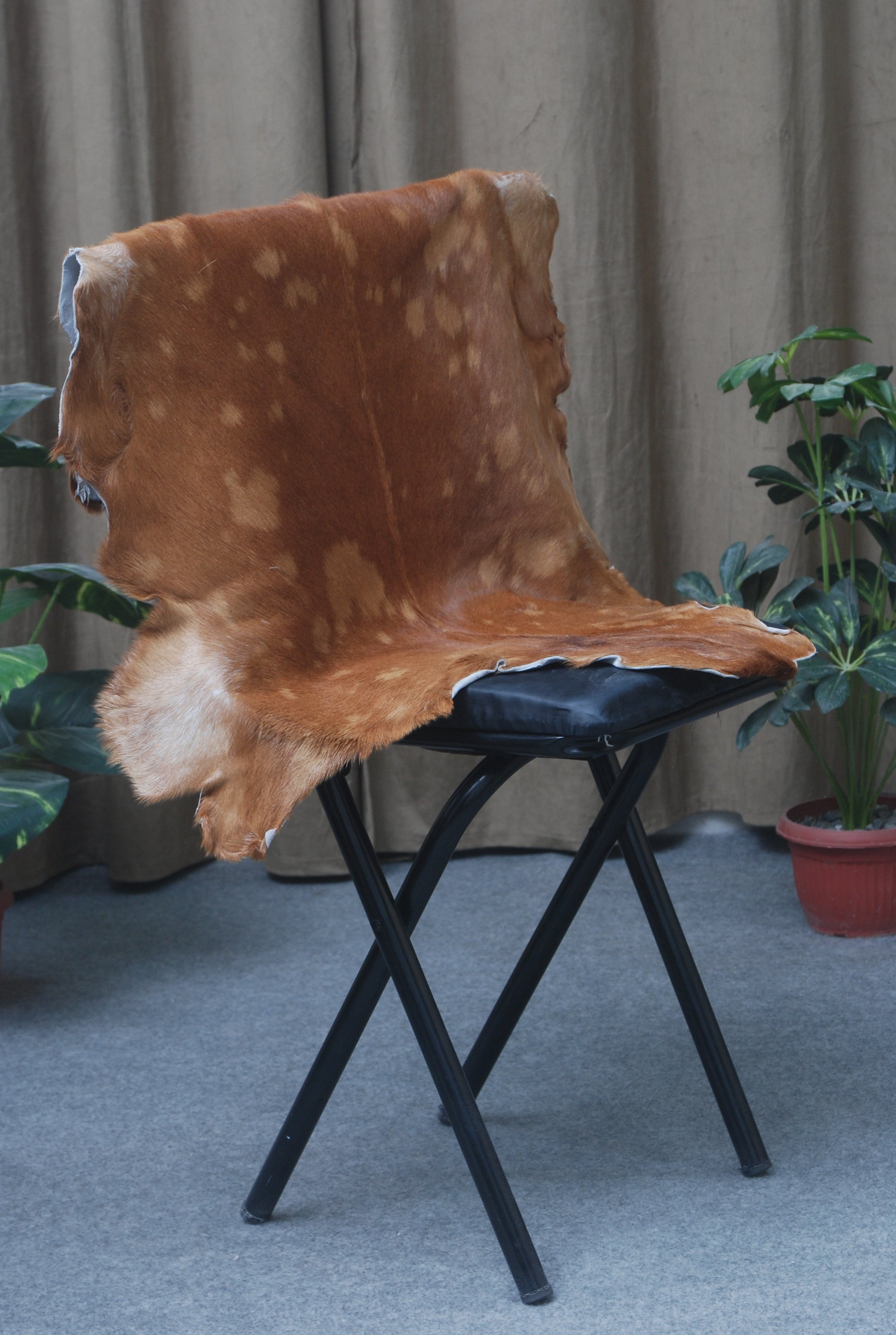 Authentic Hair-On Goat Skin Rug - Brown and White Pattern for Stylish Interiors