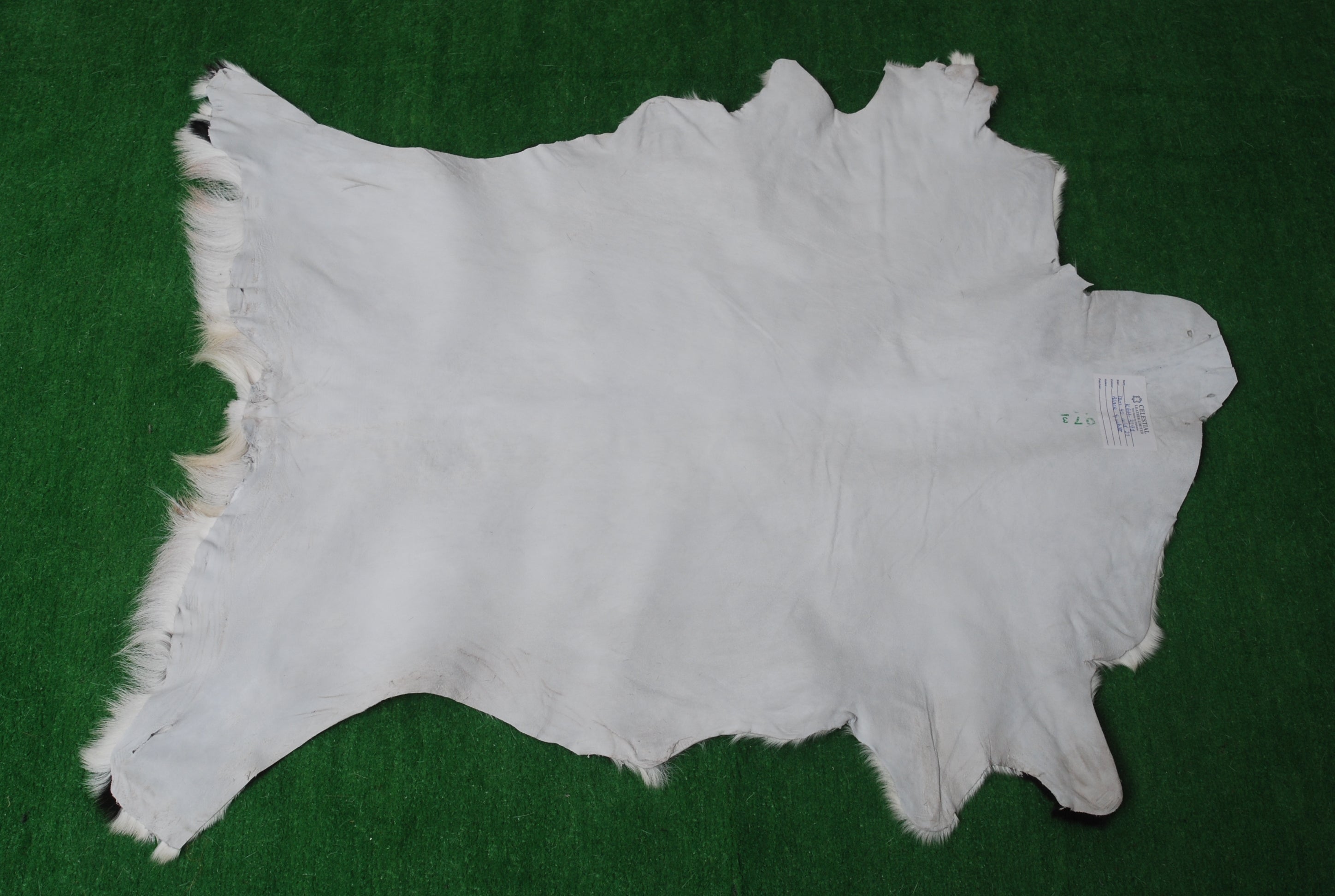 Luxurious Black and White Goat Skin Rug - Natural Hair-On Leather for Home Styling