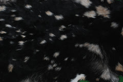 Handcrafted Black and White Goat Skin Rug - Soft and Durable Hair-On Leather