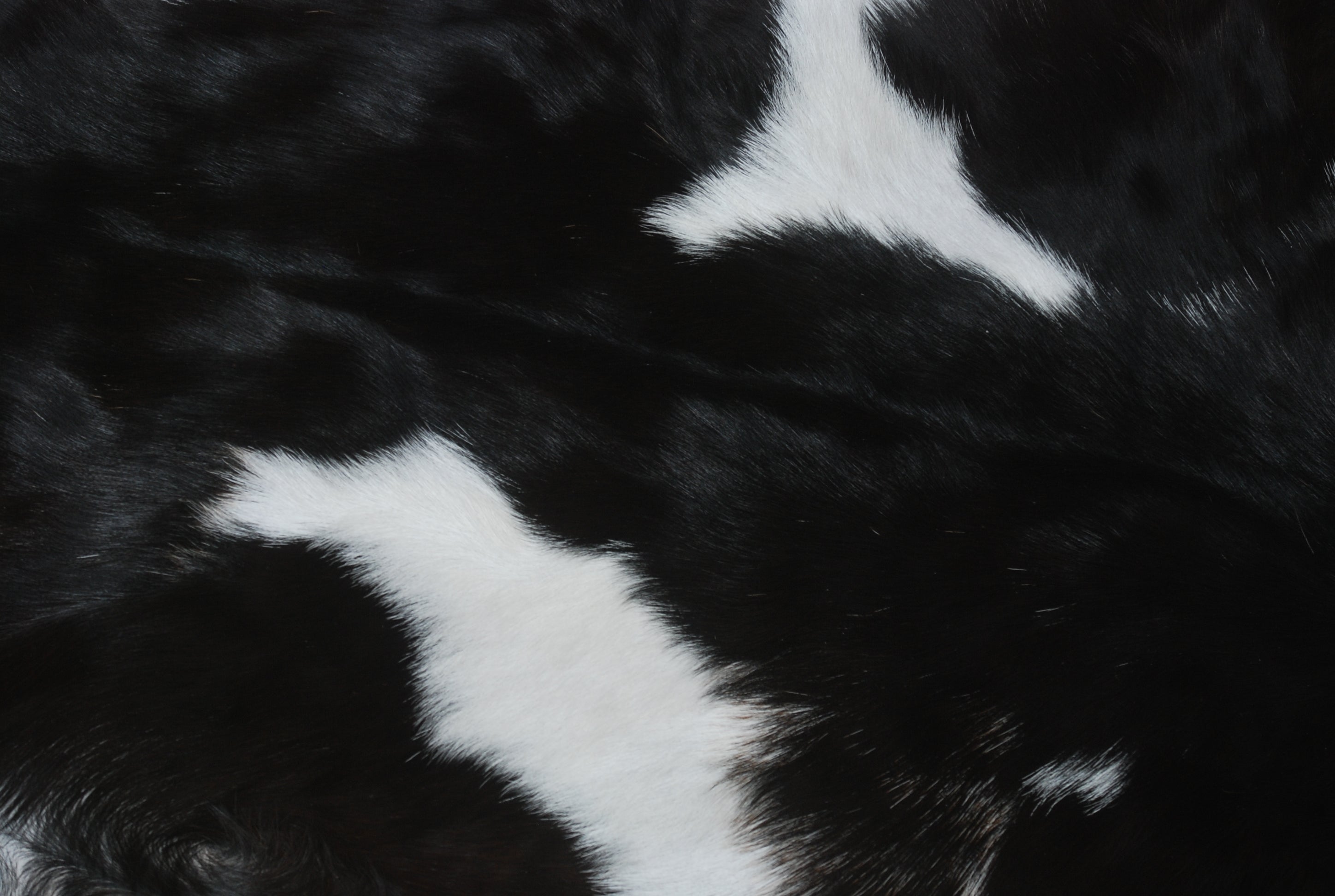 Luxury Black & White Graphic Pattern Goat Skin Rug, Hypoallergenic - Non-Shedding, Modern Sophistication, Sustainable - Eco-Friendly