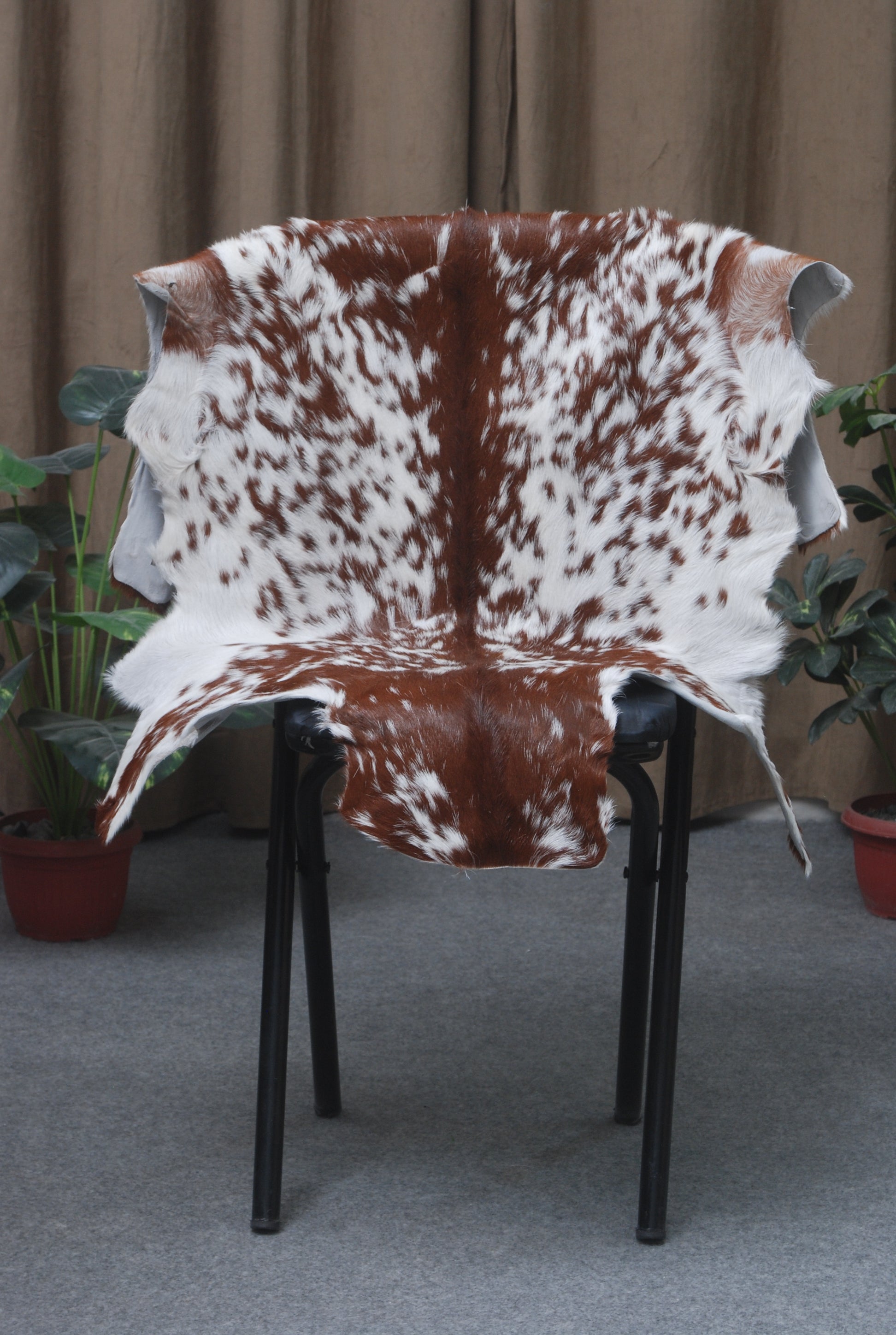 Handcrafted Dark Brown Goat Hide Rug - Soft, Natural Leather for Home Décor