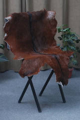 Luxurious Dark Brown Goat Skin Rug - Genuine Hair-On Leather for Elegant Décor