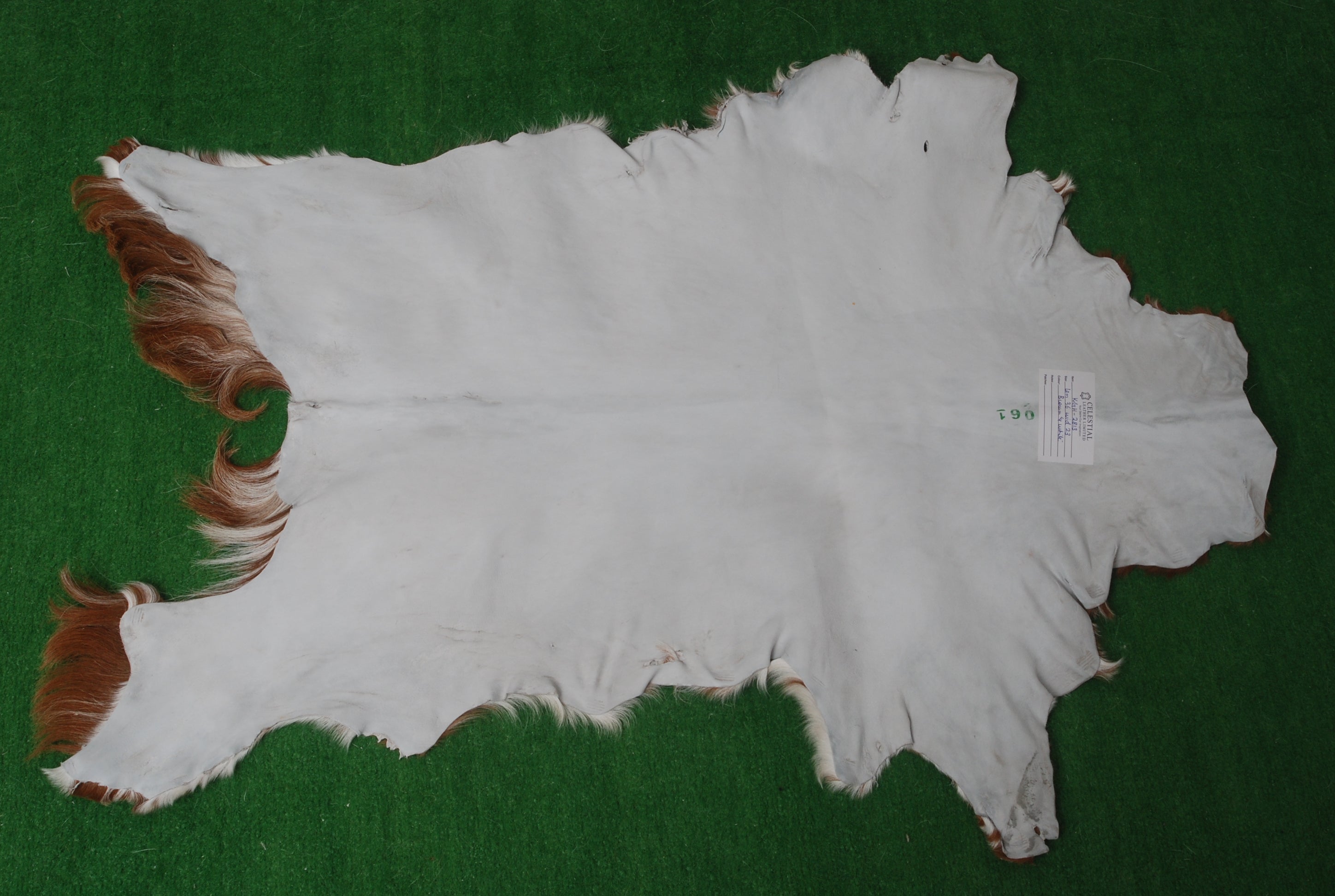 Luxury Brown and White Goat Hide Rug - Premium Handcrafted Hair-on Goatskin Rug with Non-Slip Suede Back, Sustainable and Eco-Friendly - Celestial Leather Limited