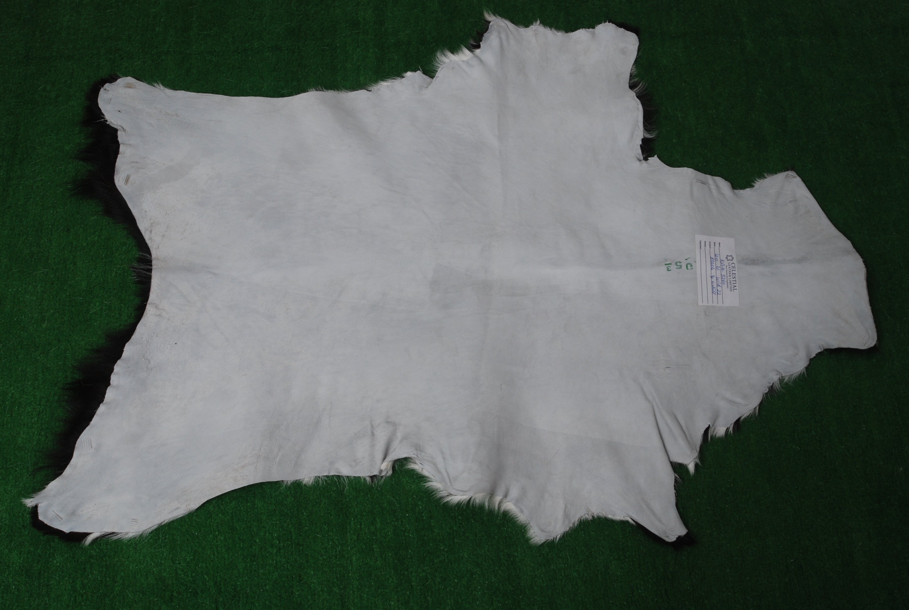 Luxurious Black and White Goat Skin Rug - Natural Hair-On Leather for Home Styling