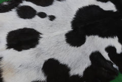 Premium Black and White Goat Skin Rug - Genuine Hair-On Leather for Home Décor