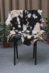Handcrafted Tri-Color Goat Skin Rug - Soft and Durable for Elegant Interiors