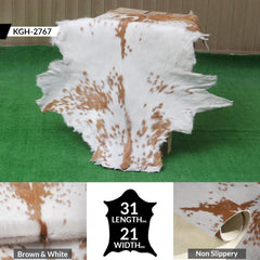 Luxurious Brown & White Genuine Goat Skin Rug for Home Décor