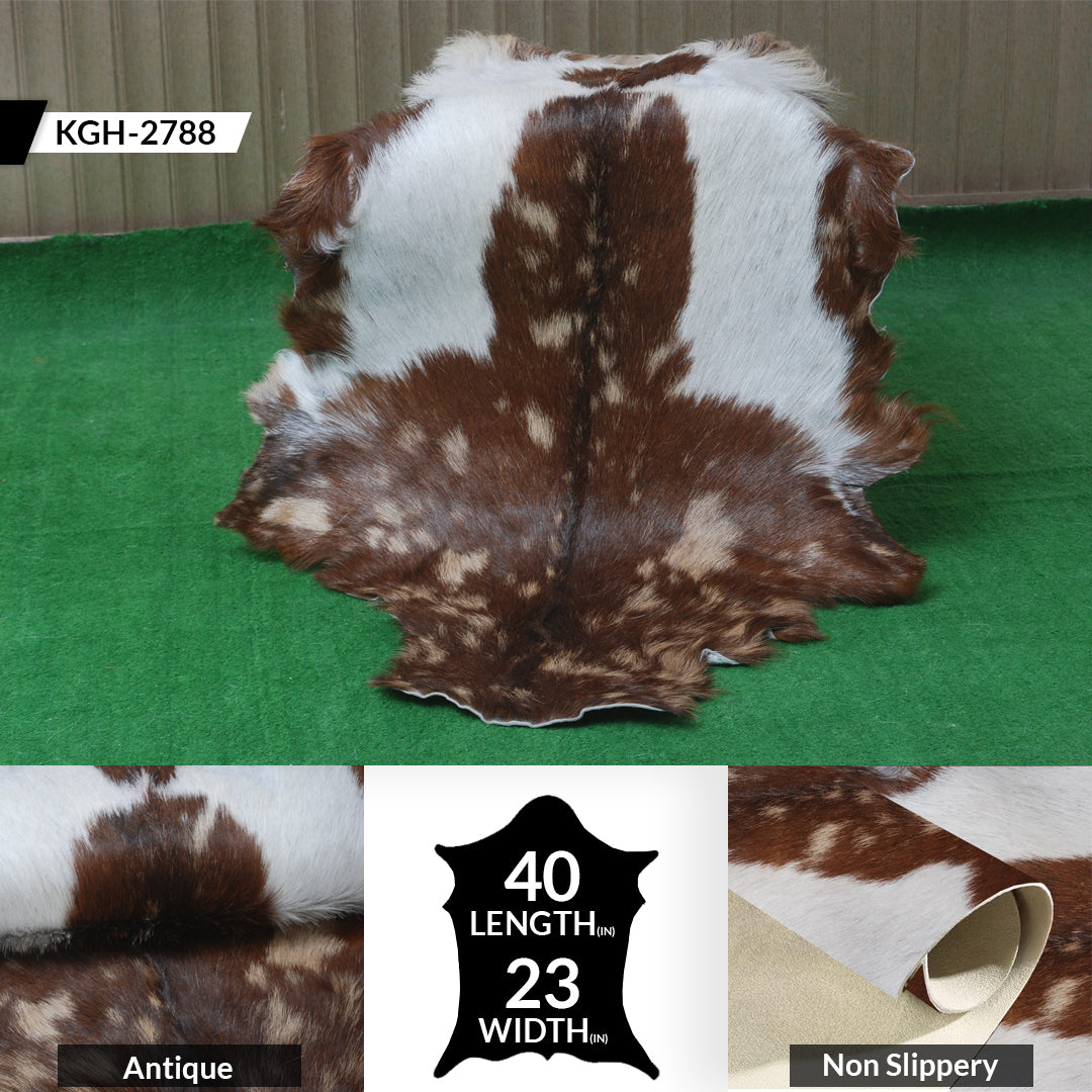 Goat Skin Rug: Tri-Color genuine Goat hide rug