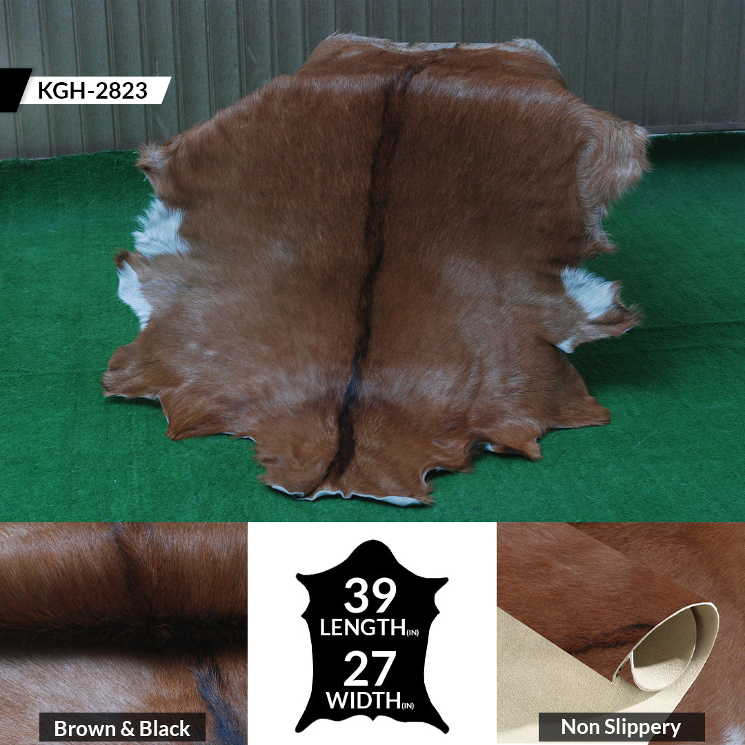 Dark Brown Rug - Soft, Durable, and Eco-Friendly - Handmade Pure Goat Skin Floor Rug - Non-Slip Suede Back