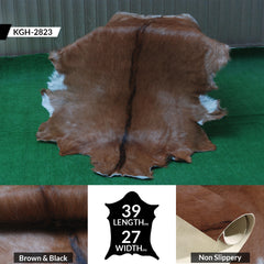 Dark Brown Rug - Soft, Durable, and Eco-Friendly - Handmade Pure Goat Skin Floor Rug - Non-Slip Suede Back