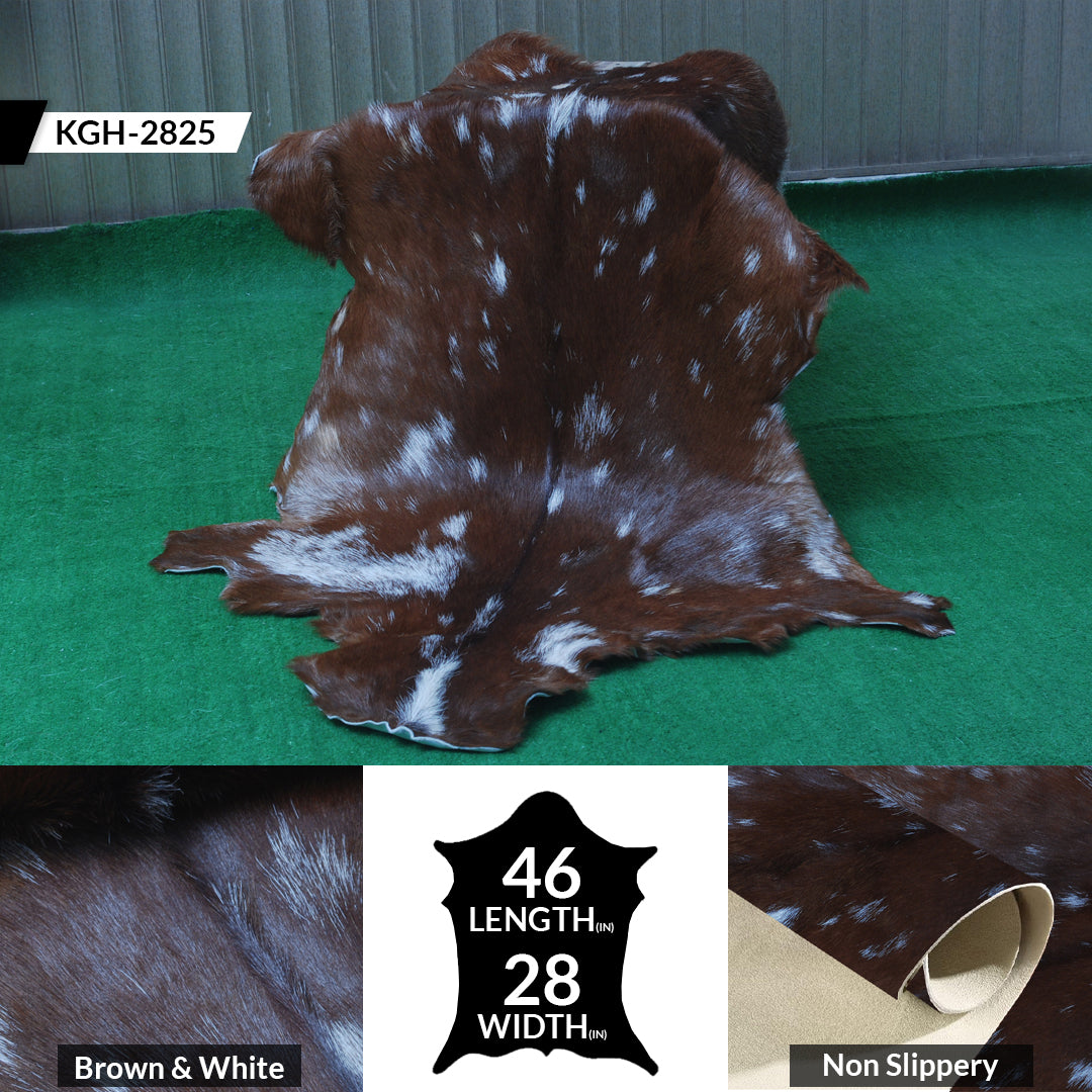 Dark Brown Rug - Soft, Durable, and Eco-Friendly - Handmade Pure Goat Skin Floor Rug - Non-Slip Suede Back