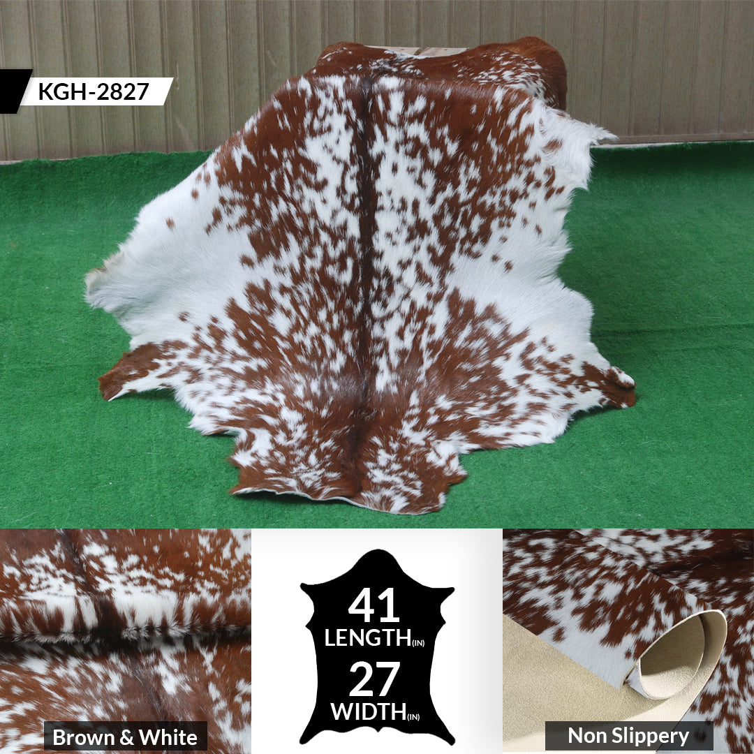 Dark Brown Rug - Soft, Durable, and Eco-Friendly - Handmade Pure Goat Skin Floor Rug - Non-Slip Suede Back