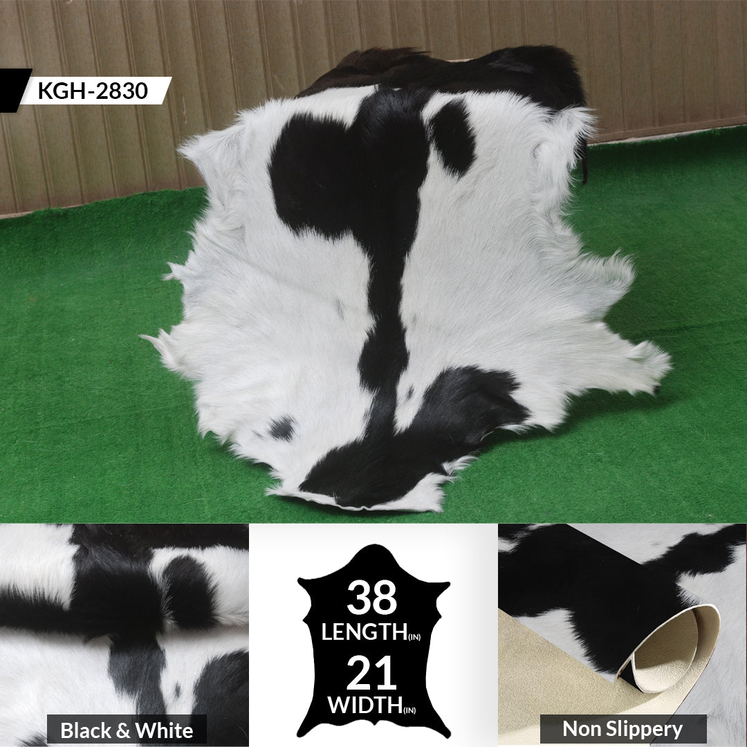 Goat Skin Rug, Black and white Handpicked for Quality, Unique Piece for Sale, Fast UK Delivery