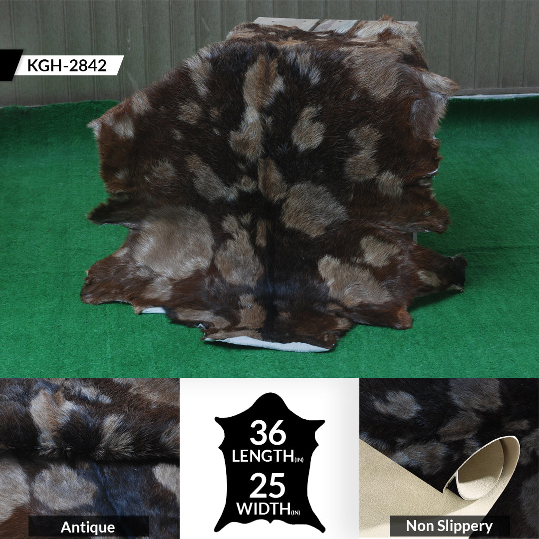 Goat Skin Rug: Tri-Color genuine Goat hide rug
