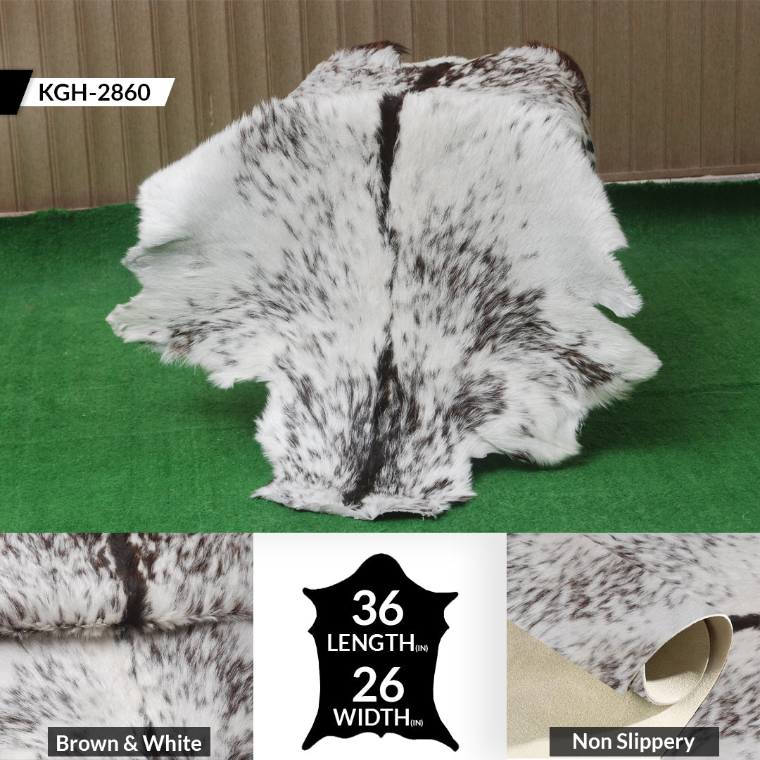Goat Skin Rug, Black and white Handpicked for Quality, Unique Piece for Sale, Fast UK Delivery