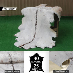 Luxurious Brown & White Goat Skin Rug - Handmade Pure Goat Skin Floor Rug - Unique Design - Hypoallergenic & Kid-Friendly - Non-Shedding