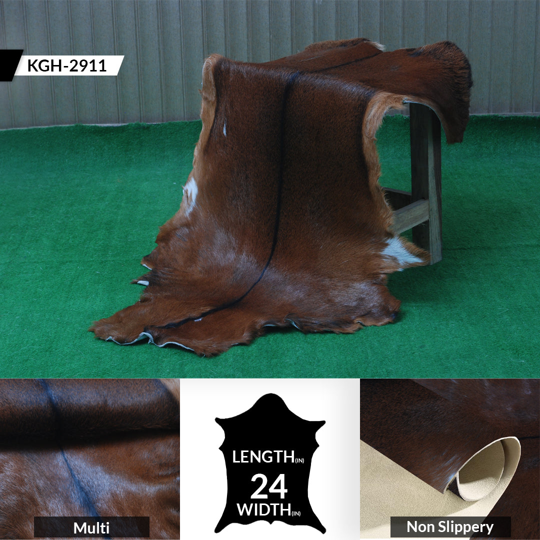 Dark Brown Rug - Soft, Durable, and Eco-Friendly - Handmade Pure Goat Skin Floor Rug - Non-Slip Suede Back