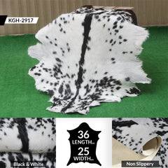 Black and White Handmade Goat Skin Rug – Natural Luxury for Your Home