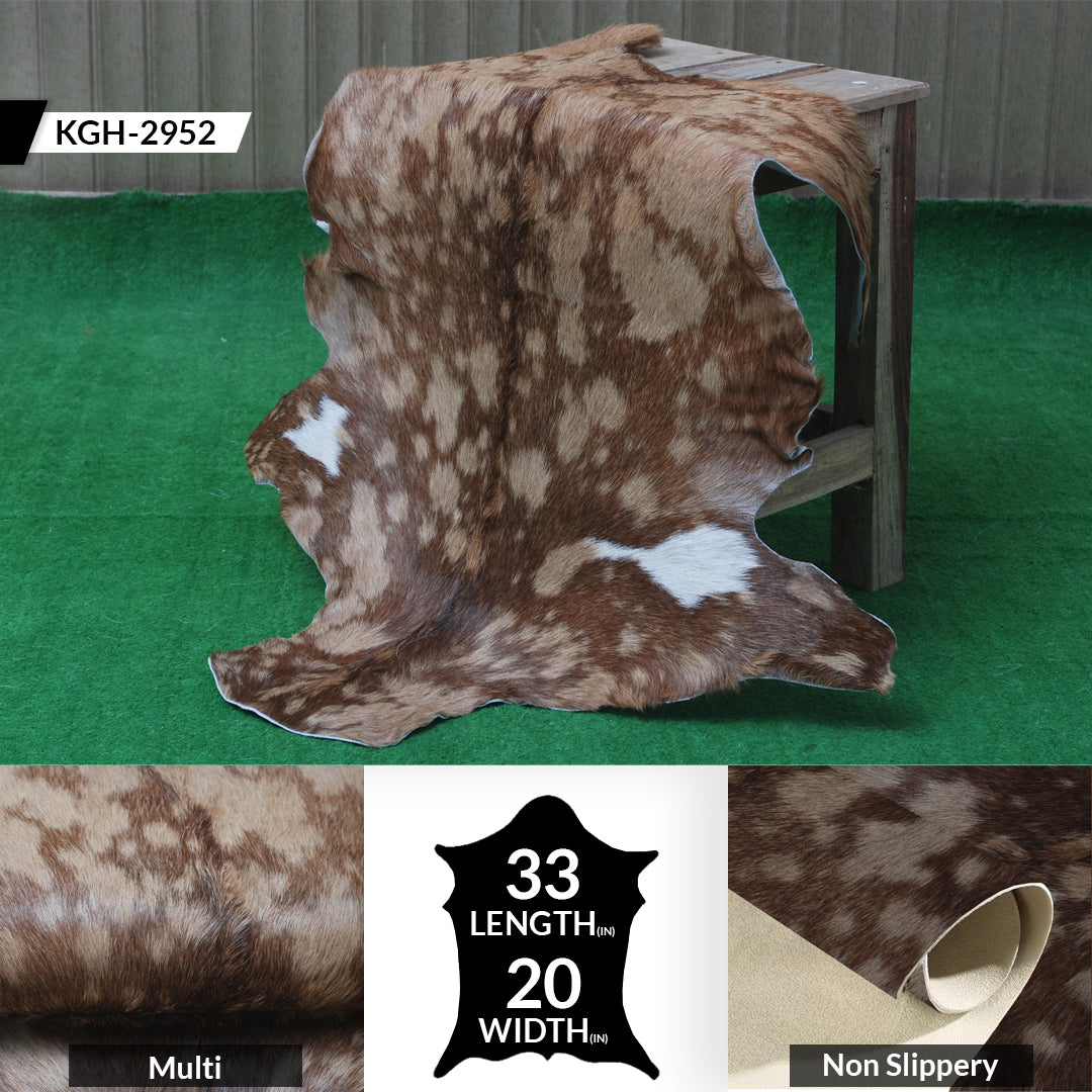 Goat Skin Rug: Tri-Color genuine Goat hide rug