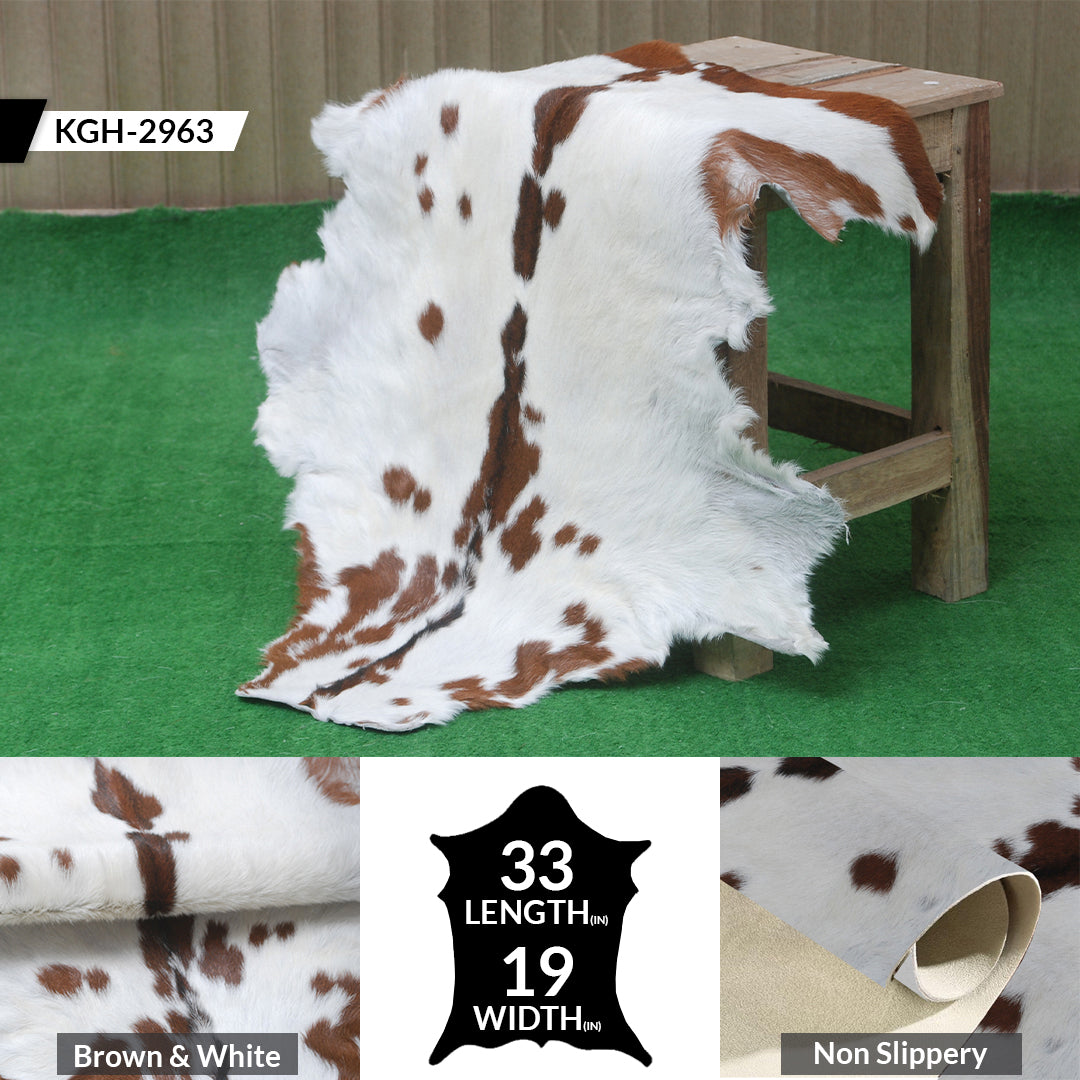 Dark Brown Rug - Soft, Durable, and Eco-Friendly - Handmade Pure Goat Skin Floor Rug - Non-Slip Suede Back