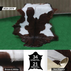 Luxurious Dark Brown Goat Skin Rug - Genuine Hair-On Leather for Elegant Décor