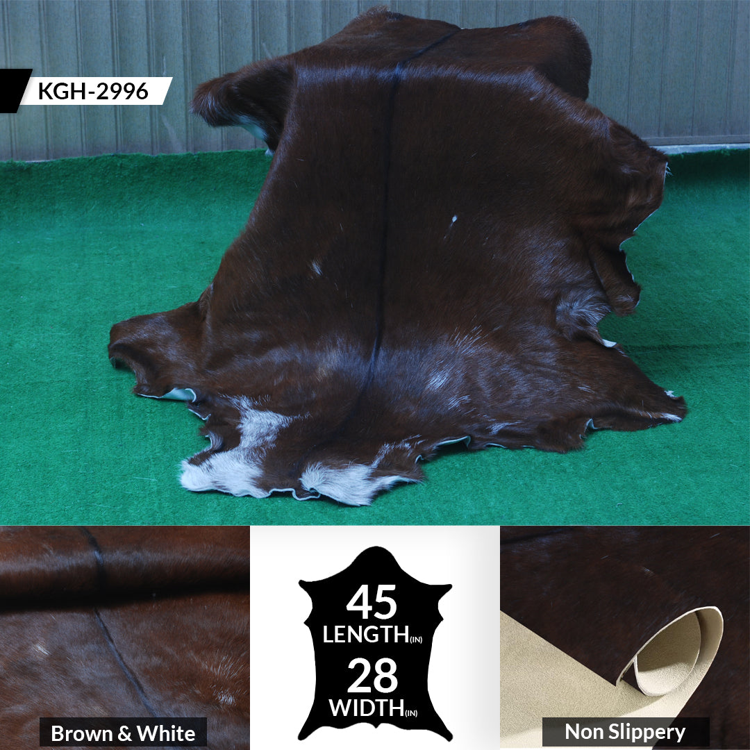 Premium Dark Brown Goat Skin Rug - Durable and Stylish Accent for Any Room