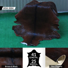 Luxurious Dark Brown Goat Skin Rug - Genuine Hair-On Leather for Elegant Décor