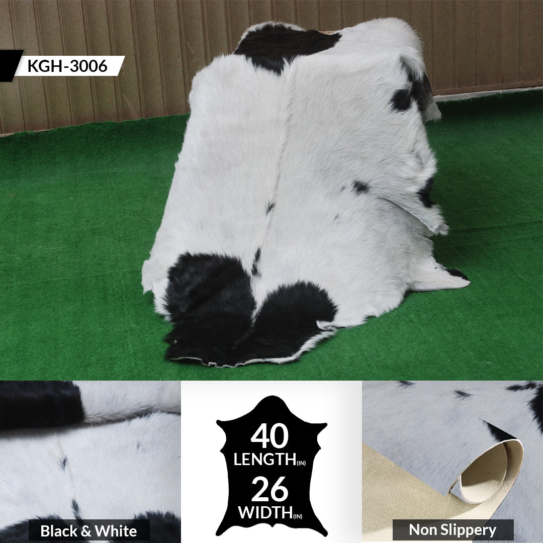 Hair-On Goat Skin Rug - Black and White Design for Unique Living Spaces