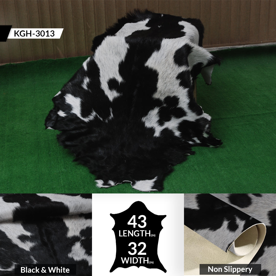 Natural Black and White Goat Hide Rug - Luxurious and Stylish Floor Accent
