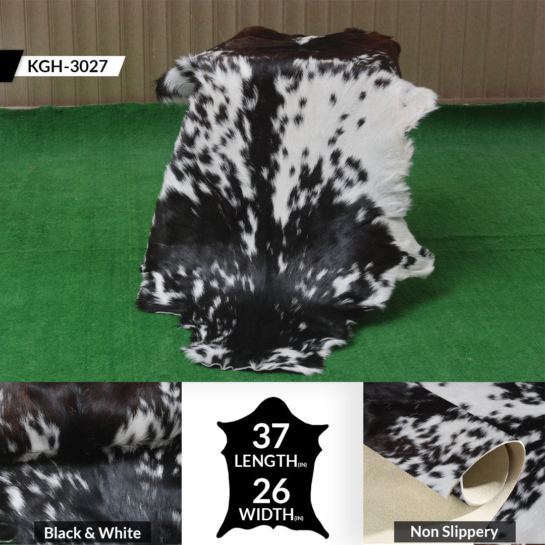 Natural Black and White Goat Hide Rug - Luxurious and Stylish Floor Accent
